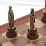 Exclusive chess in a wooden box with wooden and metal medieval figurine pieces 37cm 7