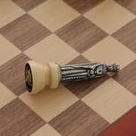 Exclusive chess in a wooden box with wooden and metal medieval figurine pieces 37cm 8