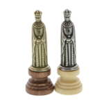 Exkluzív sakk fadobozban, fa és fém középkori figurákkal 37cm 18