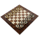 Exkluzív sakk diófából és sárgarézből 42 cm 2