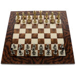 Exkluzív sakk diófából és sárgarézből 42 cm 3