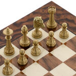 Exkluzív sakk diófából és sárgarézből 42 cm 6