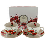 Set of 2 coffee cups with poppies