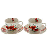 Set of 2 coffee cups with poppies 2