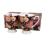 Set of 2 black Royal Spring Roses porcelain mugs 300ml 2