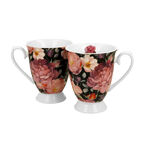 Set of 2 black Royal Spring Roses porcelain mugs 300ml 3