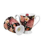 Set of 2 black Royal Spring Roses porcelain mugs 300ml 4