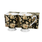 Set of 2 cups Royal English Roses black 300ml 1