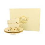 Set of 2 cream porcelain coffee cups 260ml 3