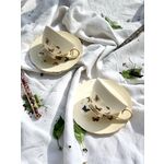 Set of 2 cream porcelain coffee cups 260ml 5