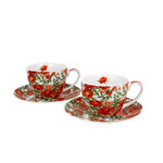 Set of 2 porcelain cups and plates with red flowers Felicity 250ml 2