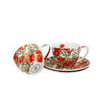 Set of 2 porcelain cups and plates with red flowers Felicity 250ml 3
