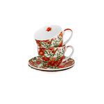 Set of 2 porcelain cups and plates with red flowers Felicity 250ml 4