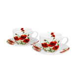 Set of 2 porcelain cups with poppies 250ml 2
