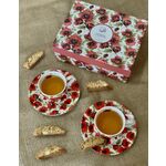 Set of 2 espresso porcelain cups Poppies 90ml 6