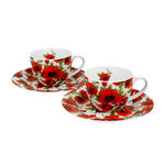 Set of 2 espresso porcelain cups Poppies 90ml 2