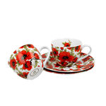 Set of 2 espresso porcelain cups Poppies 90ml 3