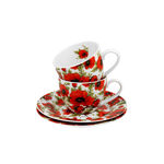 Set of 2 espresso porcelain cups Poppies 90ml 4