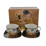 Set of 2 Klimt Kiss Black porcelain cups 250ml 3