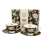 Set of 2 cups Royal English Roses black 250ml