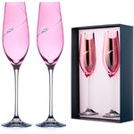 Set with 2 Champagne Glasses Pink Silhouette