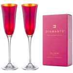 Set of 2 Champagne Glasses Crystal Red Oro
