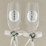 Set of 2 golden wedding champagne glasses 8
