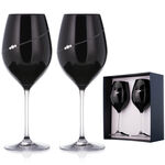Set of 2 Crystal Wine Glasses Black Silhouette