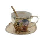 21 darabos Klimt Kiss Krém porcelán teáskanna és csészék készlete 6