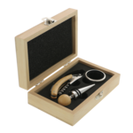 3 Részes Boros Kiegészítő Szett Személyre Szabható Bambusz Dobozban – Multifunkciós Dugóhúzó, Cseppfogó Gyűrű és Bordúgó 2