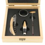 Set 4 Accesorii Vin in Cutie Bambus Personalizabila 2