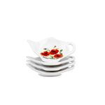 Set of 4 porcelain plates for tea bags Poppies 12cm 2