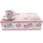 Pink butterfly porcelain tea cups set 3