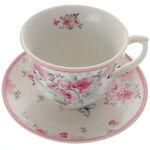 Pink butterfly porcelain tea cups set 4