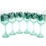 Set of 6 painted green champagne glasses 2