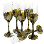 Set of 6 champagne glasses painted golden brown 2