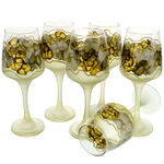 Set of 6 hand painted gold wine glasses