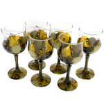 Set of 6 Wine Glasses Hand Painted Brown 2