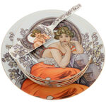 Set of 7 Mucha Topaz Dessert Plates 1