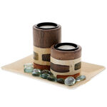 Aromatherapy set with 2 brown pillow candle holder  3