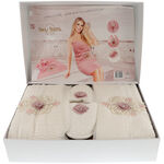 Bath Set with Beige Towels and Slippers 2