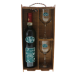 Set cadou Ambiția vin personalizat și pahare în cutie lemn 7