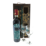 Set cadou Ambiția vin personalizat și pahare în cutie lemn