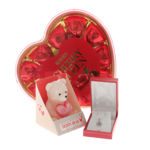 Set Cadou Romantic cu Bijuterie Argint 925 „Cheie”, Praline și Lumânare Ursuleț