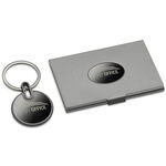 Gift set keychain with business card box round 2