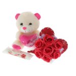 Rose bouquet gift set with teddy bear