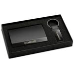 Leather business card holder and keyring gift set 1