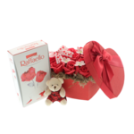 Set Cadou Romantic pentru Femei cu Trandafiri din Săpun, Ursuleț și Praline Raffaello 2