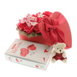 Set Cadou Romantic pentru Femei cu Trandafiri din Săpun, Ursuleț și Praline Raffaello 4