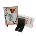 Set cadou Dragostea Noastră cu placă personalizată, lanț argint fluture și praline 2